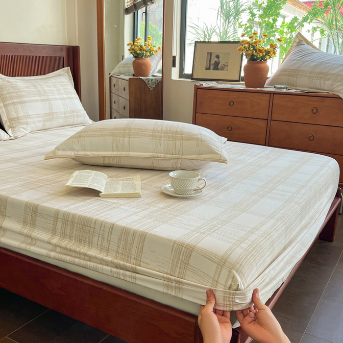 91家纺网 家纺一手货源 找家纺 洁柔家纺工厂店 2026新款加厚亚麻皱皱纱床笠单床笠枕套床笠单品 秘境