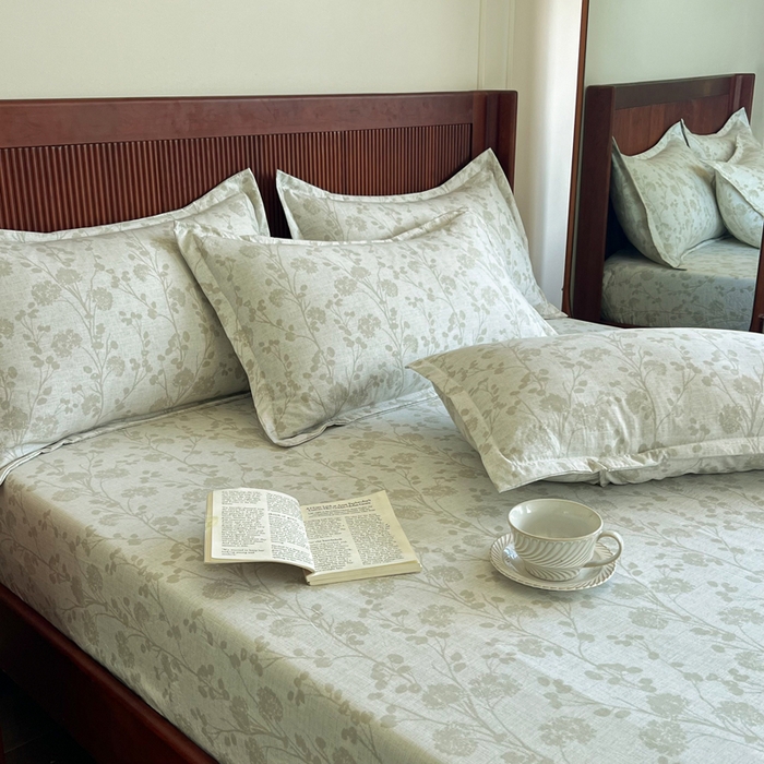 91家纺网 家纺一手货源 找家纺 洁柔家纺工厂店 2026新款加厚亚麻皱皱纱床笠单床笠枕套床笠单品 春秋