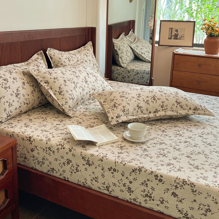 91家纺网 家纺一手货源 找家纺 洁柔家纺工厂店 2026新款加厚亚麻皱皱纱床笠单床笠枕套床笠单品 意晚