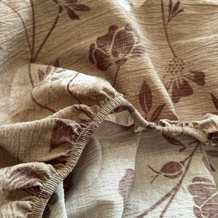 91家纺网 家纺一手货源 找家纺 洁柔家纺工厂店 2026新款加厚亚麻皱皱纱床笠单床笠枕套床笠单品 拾光咖