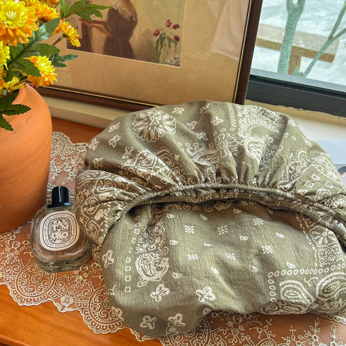 91家纺网 家纺一手货源 找家纺 洁柔家纺工厂店 2026新款加厚亚麻皱皱纱床笠单床笠枕套床笠单品 简约