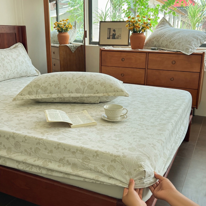 91家纺网 家纺一手货源 找家纺 洁柔家纺工厂店 2026新款加厚亚麻皱皱纱床笠单床笠枕套床笠单品 春秋