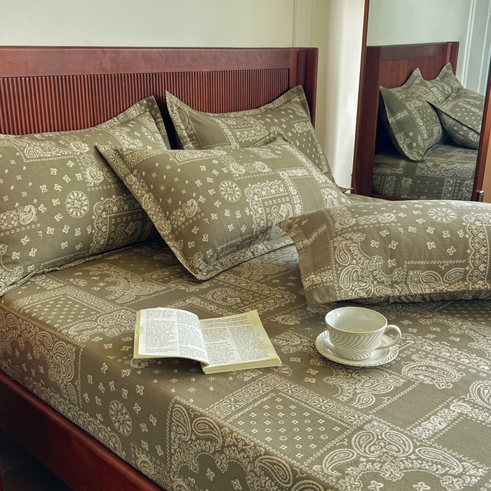 91家纺网 家纺一手货源 找家纺 洁柔家纺工厂店 2026新款加厚亚麻皱皱纱床笠单床笠枕套床笠单品 简约