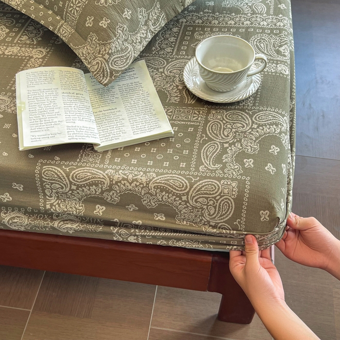 91家纺网 家纺一手货源 找家纺 洁柔家纺工厂店 2026新款加厚亚麻皱皱纱床笠单床笠枕套床笠单品 简约