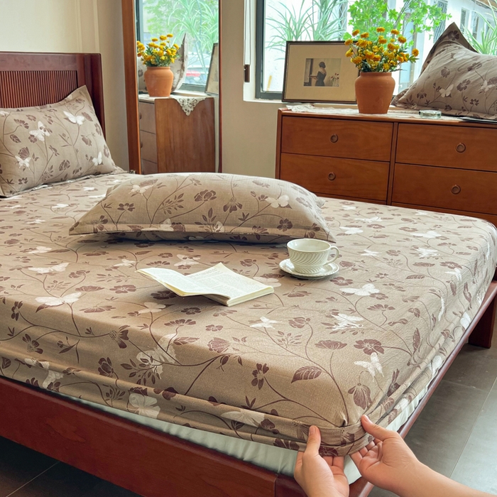 91家纺网 家纺一手货源 找家纺 洁柔家纺工厂店 2026新款加厚亚麻皱皱纱床笠单床笠枕套床笠单品 拾光咖