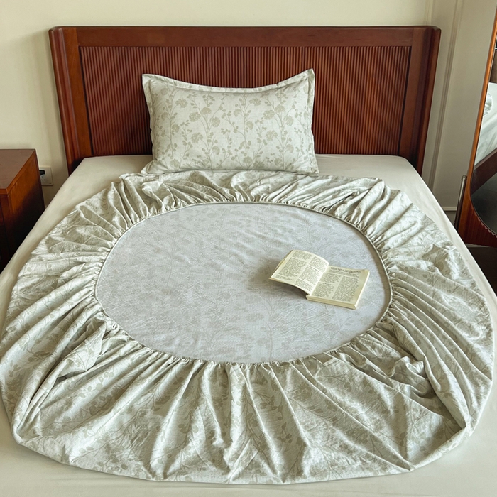 91家纺网 家纺一手货源 找家纺 洁柔家纺工厂店 2026新款加厚亚麻皱皱纱床笠单床笠枕套床笠单品 春秋