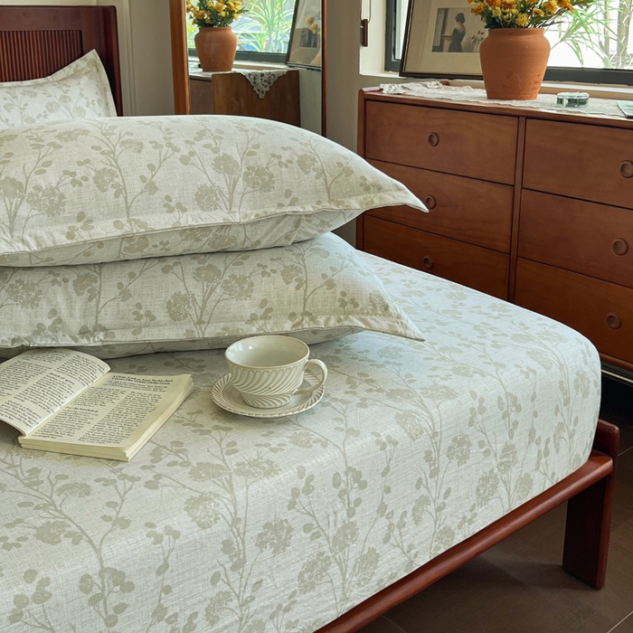 91家纺网 家纺一手货源 找家纺 洁柔家纺工厂店 2026新款加厚亚麻皱皱纱床笠单床笠枕套床笠单品 春秋