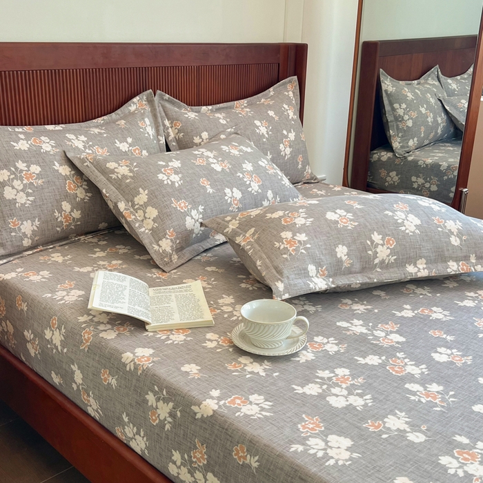 91家纺网 家纺一手货源 找家纺 洁柔家纺工厂店 2026新款加厚亚麻皱皱纱床笠单床笠枕套床笠单品 花漫