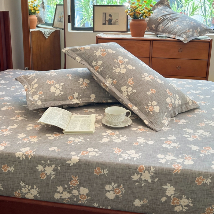 91家纺网 家纺一手货源 找家纺 洁柔家纺工厂店 2026新款加厚亚麻皱皱纱床笠单床笠枕套床笠单品 花漫