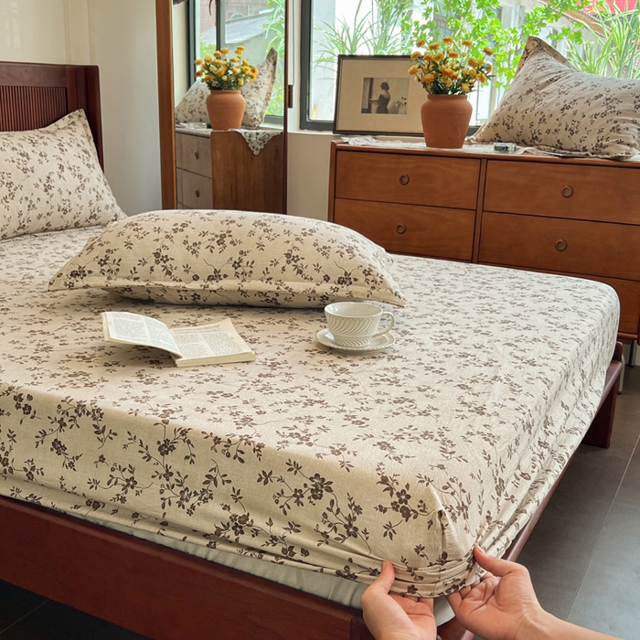 91家纺网 家纺一手货源 找家纺 洁柔家纺工厂店 2026新款加厚亚麻皱皱纱床笠单床笠枕套床笠单品 意晚