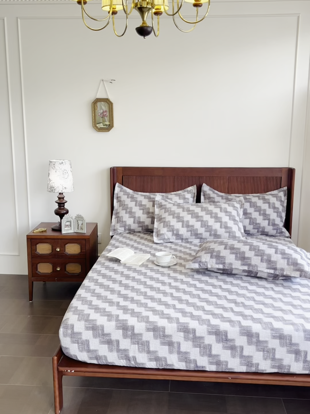 91家纺网 家纺一手货源 找家纺 洁柔家纺工厂店 2026新款加厚亚麻皱皱纱床笠单床笠枕套床笠单品 里雯 灰