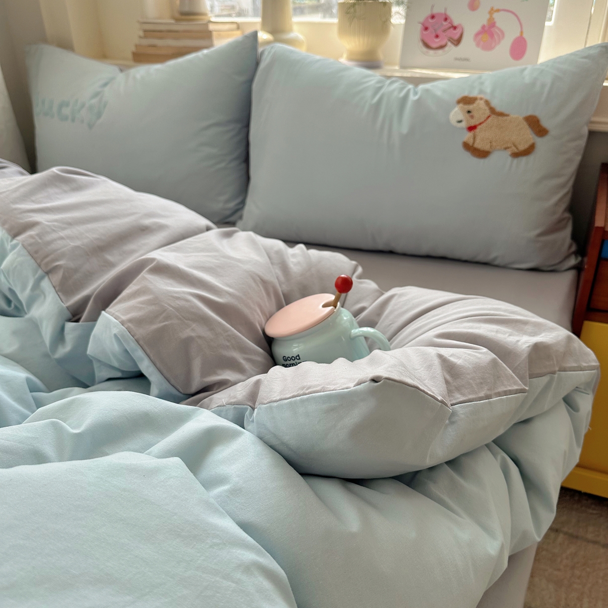 91家纺网 家纺一手货源 找家纺 （总）慕尚家纺 2026春夏新款色织水洗棉毛巾绣四件套