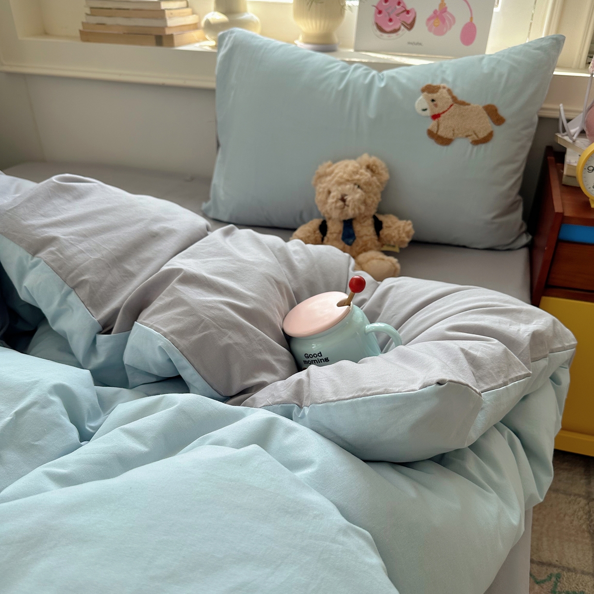 91家纺网 家纺一手货源 找家纺 （总）慕尚家纺 2026春夏新款色织水洗棉毛巾绣四件套