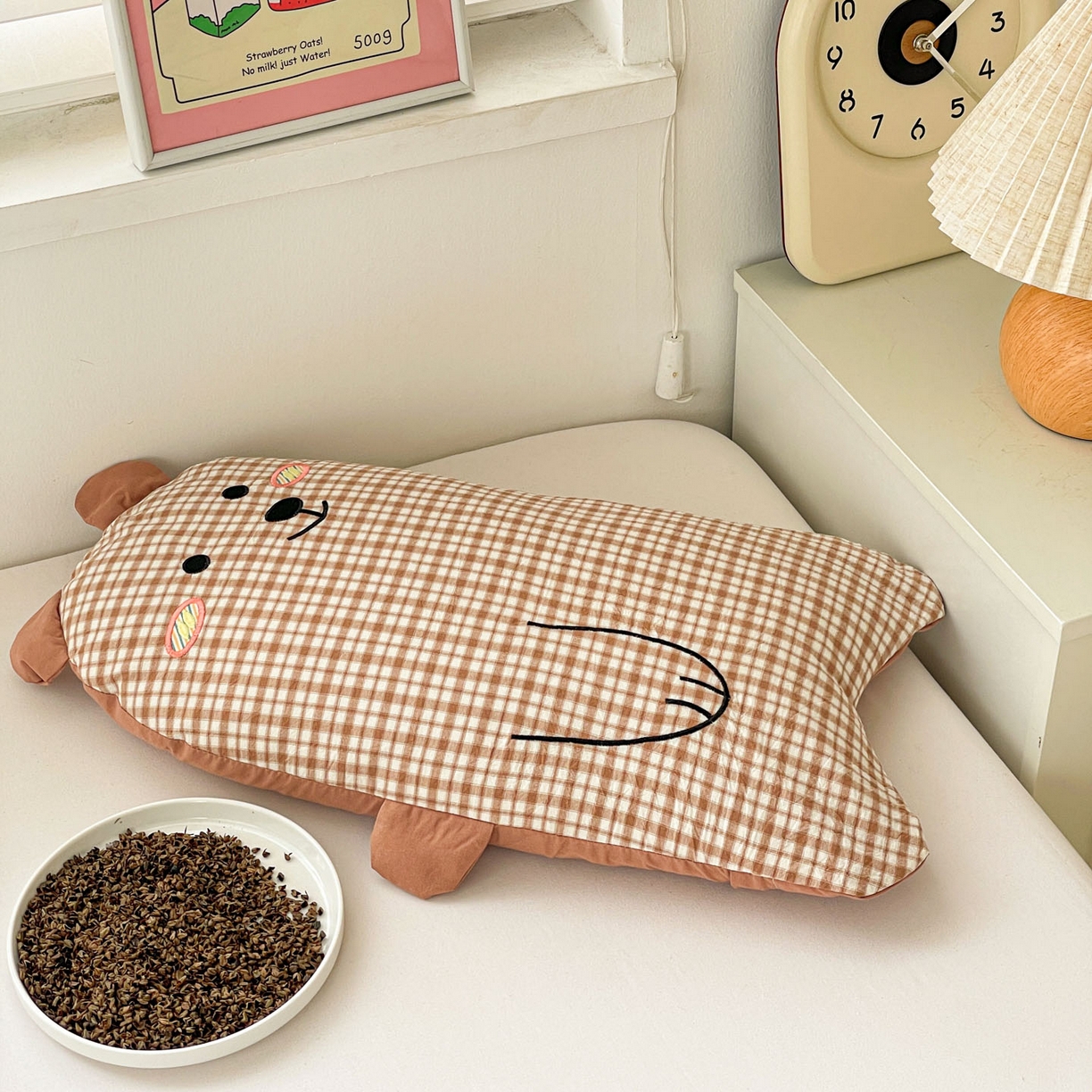 91家纺网 家纺一手货源 找家纺 （总）梦叶草 2026新款全棉抱抱熊荞麦枕枕头枕芯