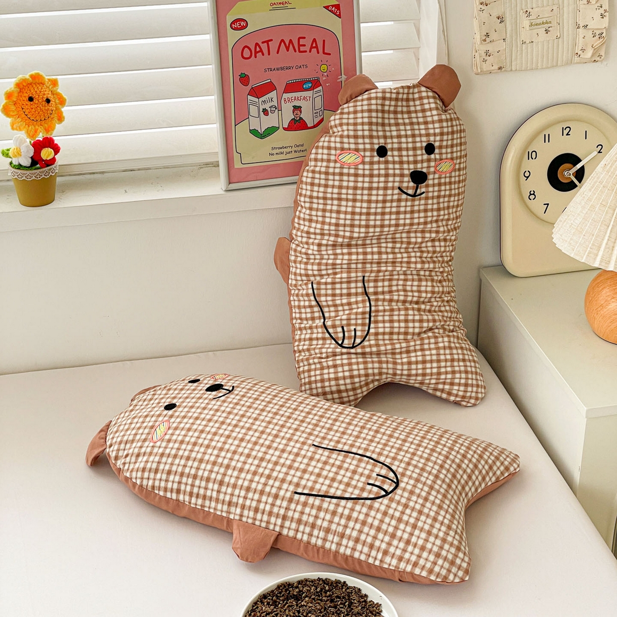 91家纺网 家纺一手货源 找家纺 （总）梦叶草 2026新款全棉抱抱熊荞麦枕枕头枕芯