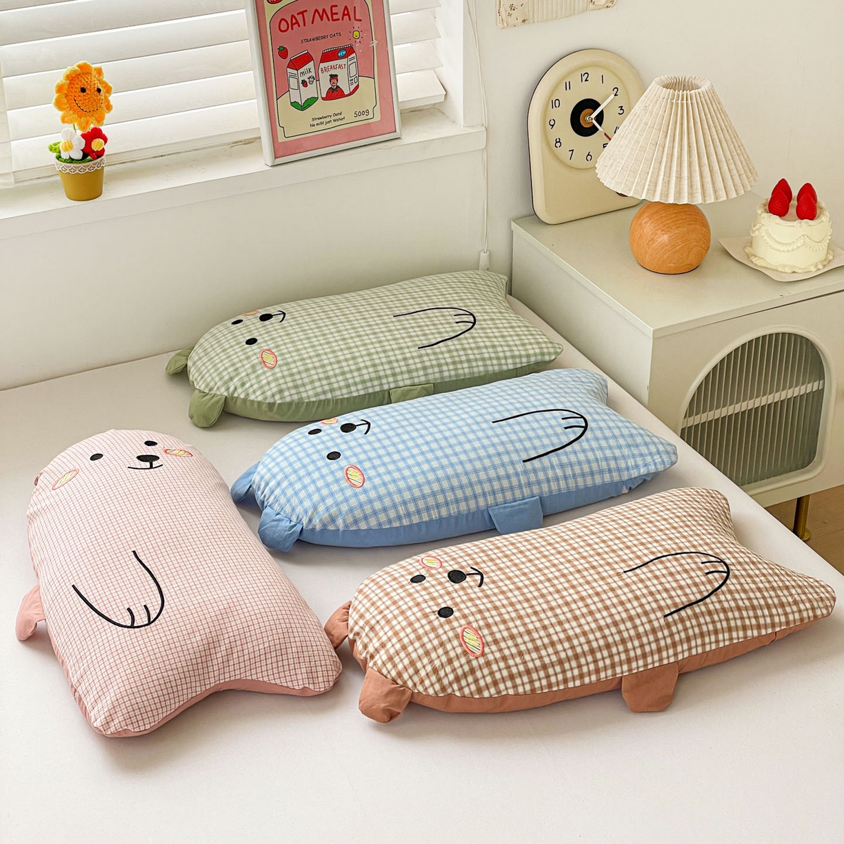 91家纺网 家纺一手货源 找家纺 （总）梦叶草 2026新款全棉抱抱熊荞麦枕枕头枕芯