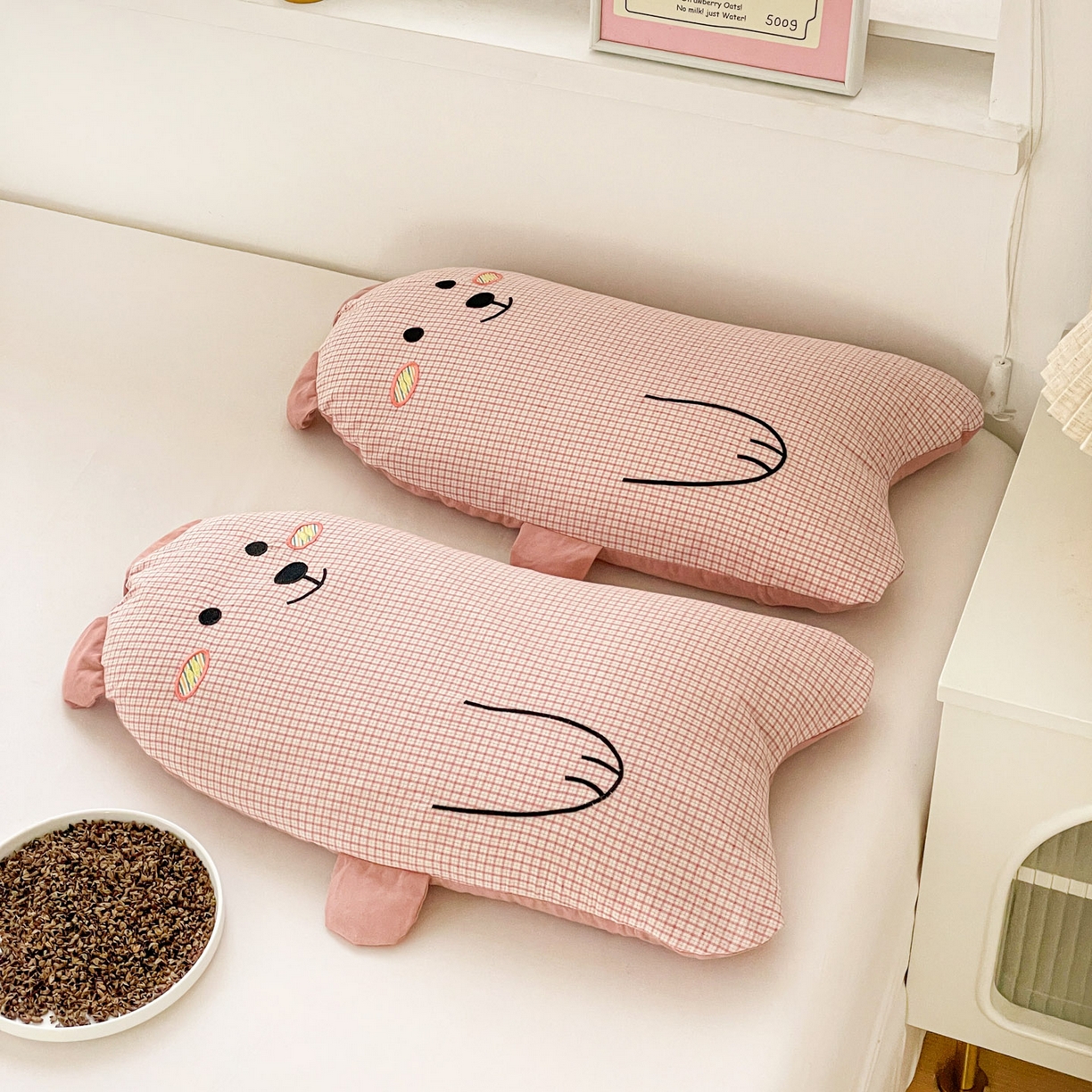 91家纺网 家纺一手货源 找家纺 （总）梦叶草 2026新款全棉抱抱熊荞麦枕枕头枕芯