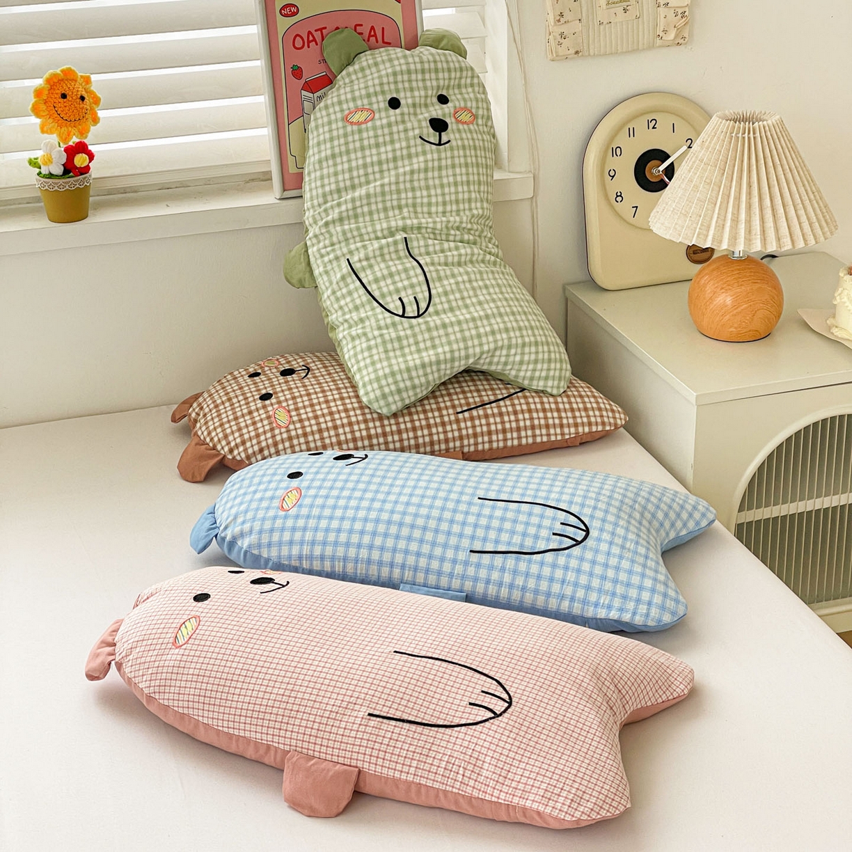 91家纺网 家纺一手货源 找家纺 梦叶草 2026新款全棉抱抱熊荞麦枕枕头枕芯 组合图仅供展示不可下单