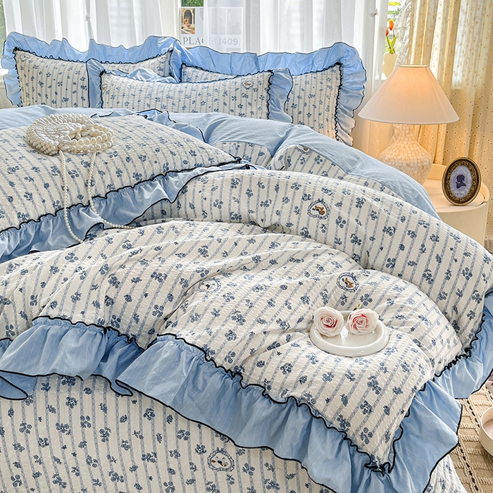 91家纺网 家纺一手货源 找家纺 （总）妮恒美 2026新款法式床盖款泡芙纱四件套