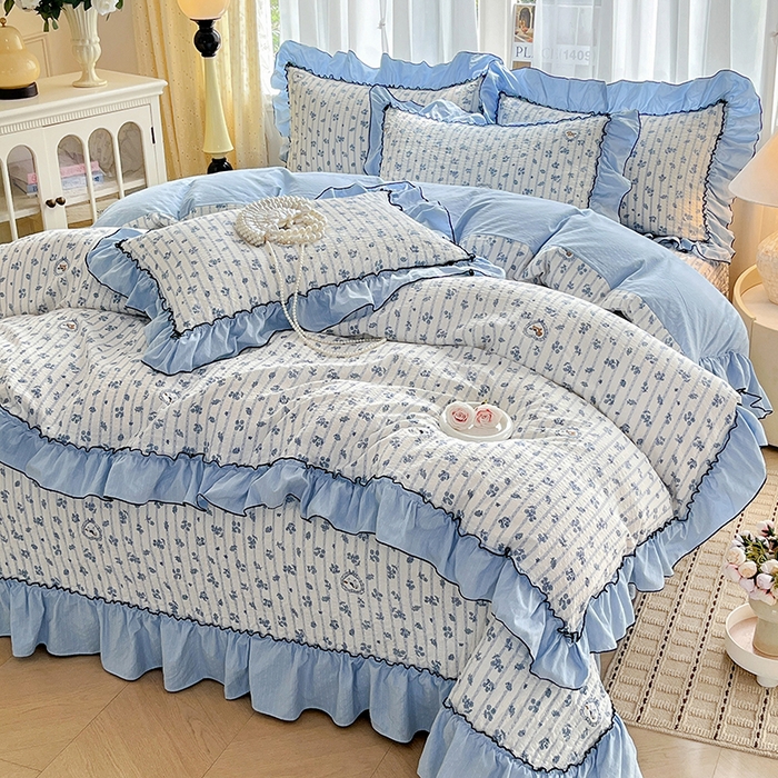 91家纺网 家纺一手货源 找家纺 （总）妮恒美 2026新款法式床盖款泡芙纱四件套