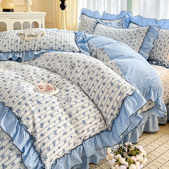 91家纺网 家纺一手货源 找家纺 （总）妮恒美 2026新款法式床盖款泡芙纱四件套