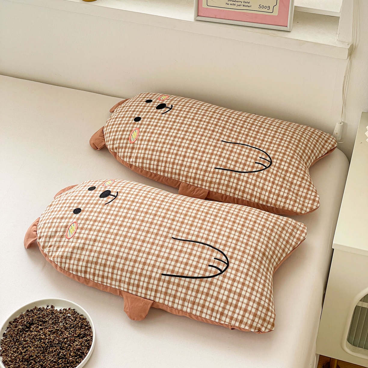 （总）梦叶草 2026新款全棉抱抱熊荞麦枕枕头枕芯