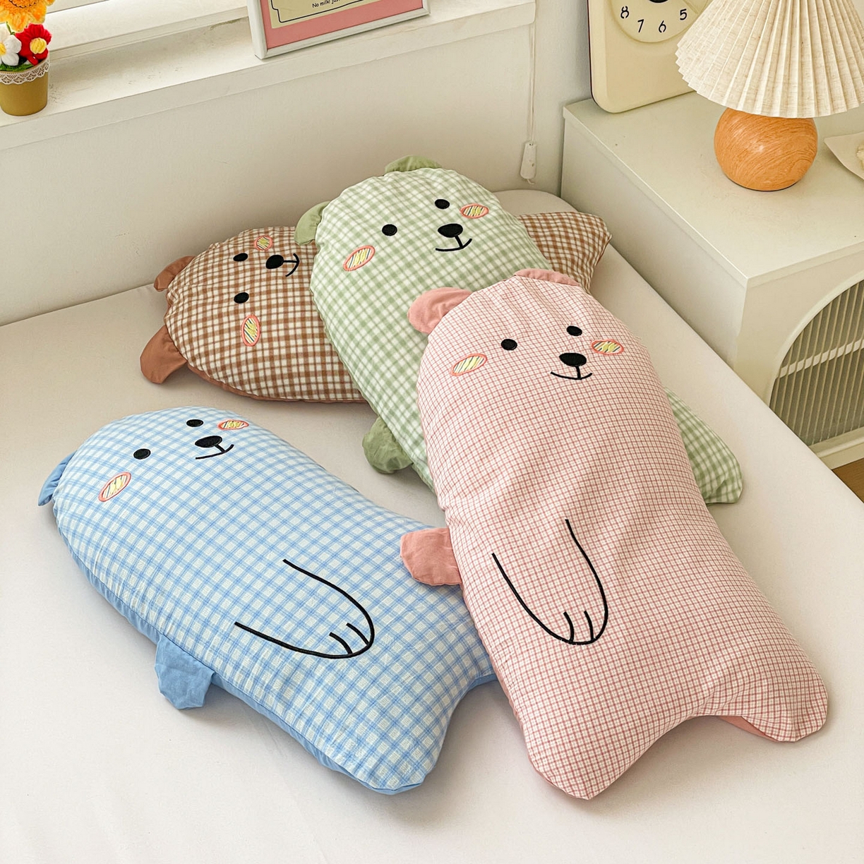 91家纺网 家纺一手货源 找家纺 梦叶草 2026新款全棉抱抱熊荞麦枕枕头枕芯 组合图仅供展示不可下单