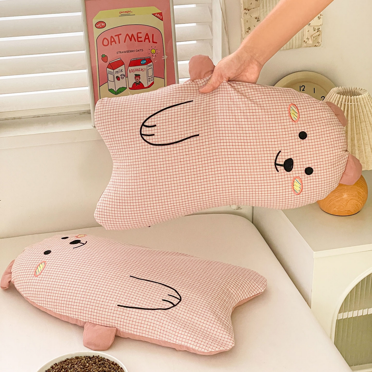 91家纺网 家纺一手货源 找家纺 梦叶草 2026新款全棉抱抱熊荞麦枕枕头枕芯 抱抱熊-粉色