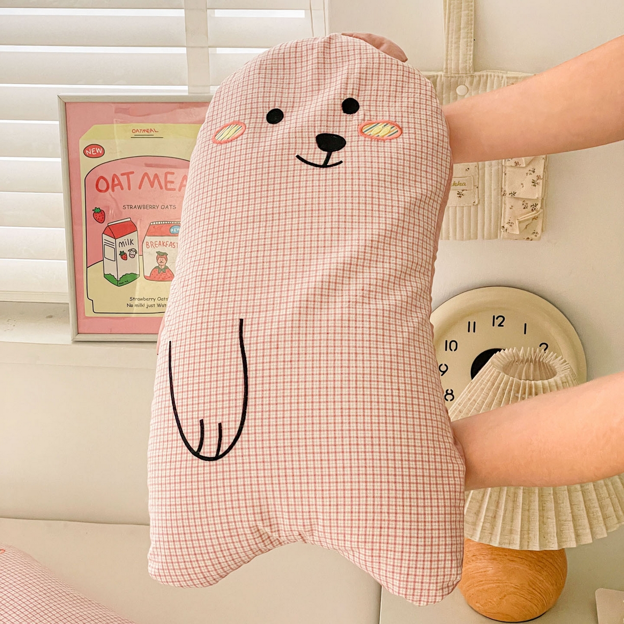 91家纺网 家纺一手货源 找家纺 梦叶草 2026新款全棉抱抱熊荞麦枕枕头枕芯 抱抱熊-粉色