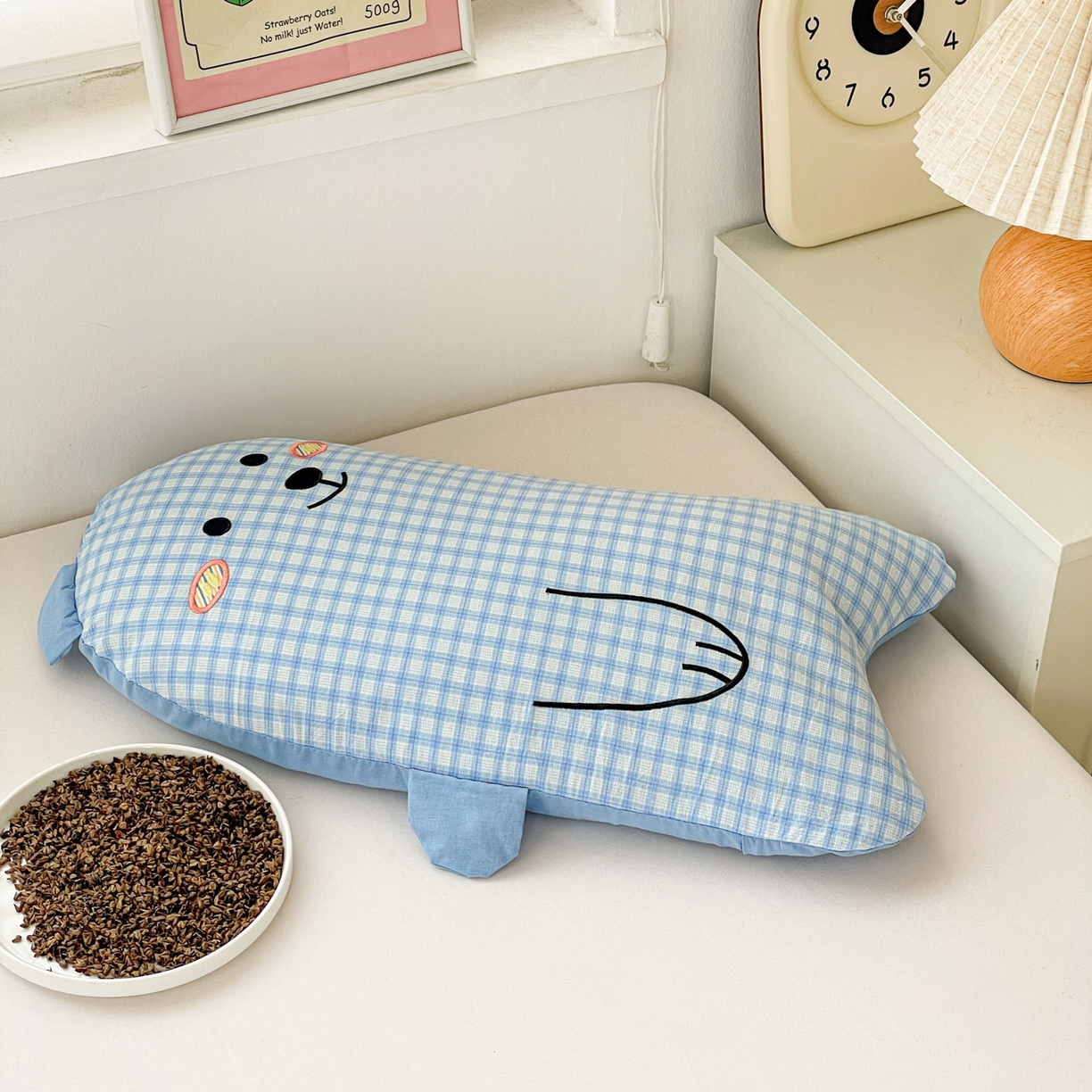 91家纺网 家纺一手货源 找家纺 梦叶草 2026新款全棉抱抱熊荞麦枕枕头枕芯 抱抱熊-蓝色