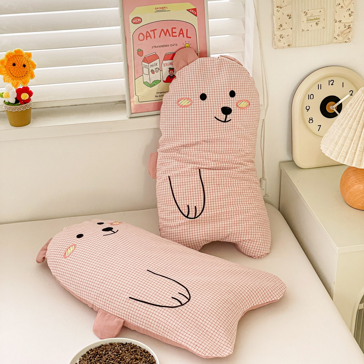 91家纺网 家纺一手货源 找家纺 梦叶草 2026新款全棉抱抱熊荞麦枕枕头枕芯 抱抱熊-粉色