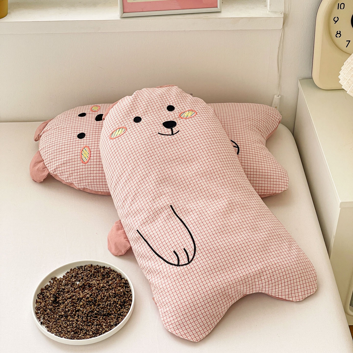 91家纺网 家纺一手货源 找家纺 梦叶草 2026新款全棉抱抱熊荞麦枕枕头枕芯 抱抱熊-粉色