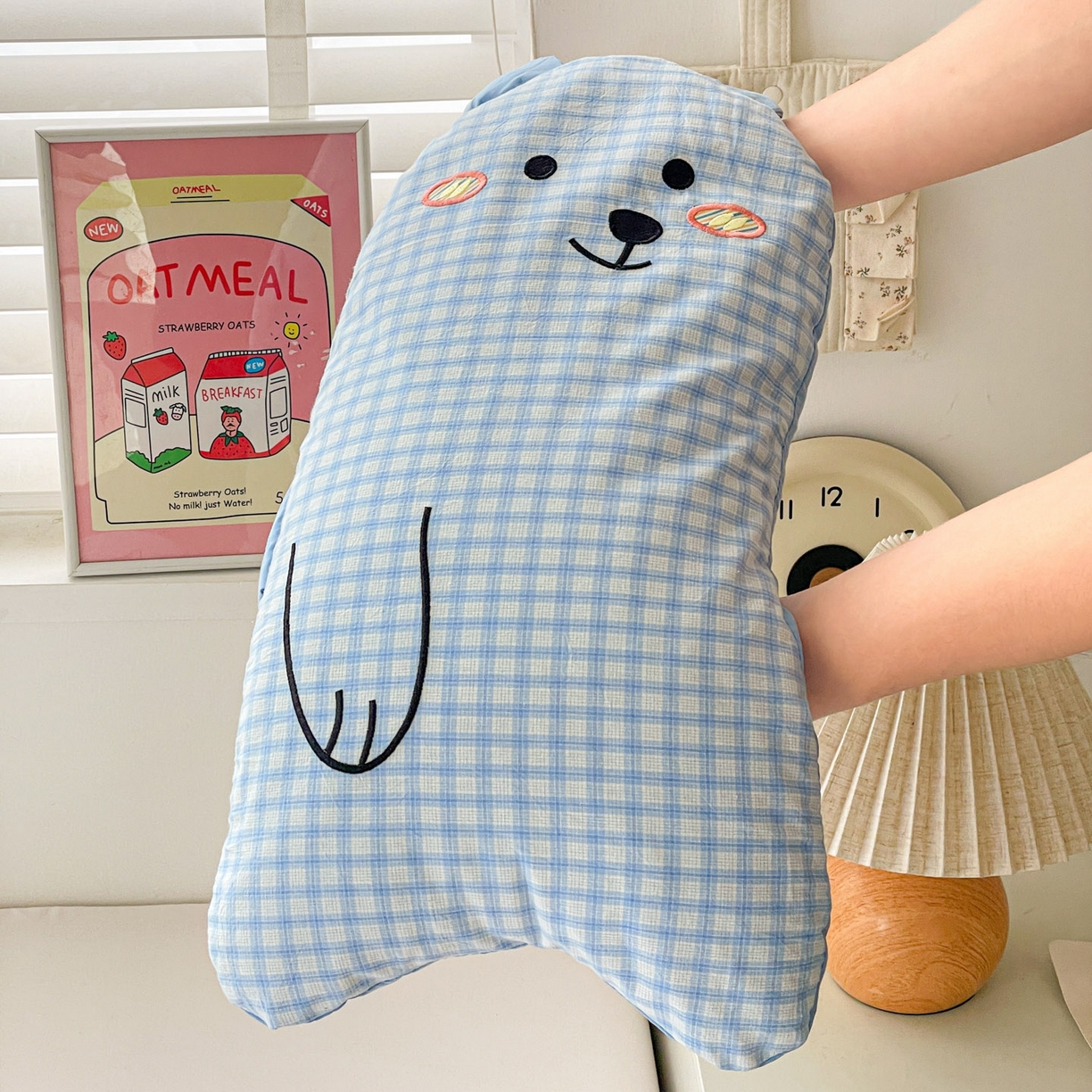 91家纺网 家纺一手货源 找家纺 梦叶草 2026新款全棉抱抱熊荞麦枕枕头枕芯 抱抱熊-蓝色