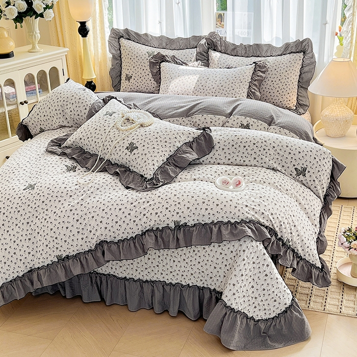 91家纺网 家纺一手货源 找家纺 妮恒美 2026新款法式床盖款四件套 爱意玫瑰