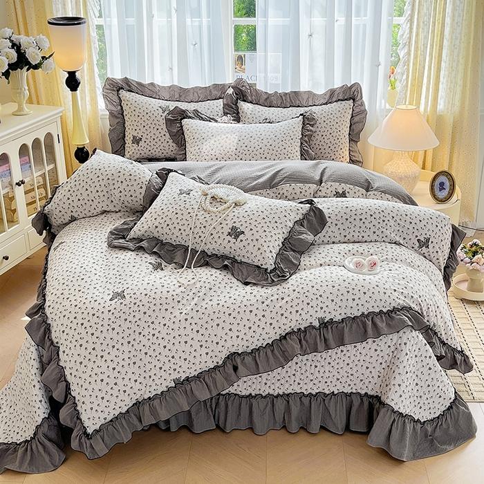 91家纺网 家纺一手货源 找家纺 妮恒美 2026新款法式床盖款四件套 爱意玫瑰