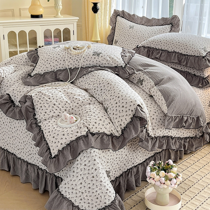 91家纺网 家纺一手货源 找家纺 妮恒美 2026新款法式床盖款四件套 爱意玫瑰