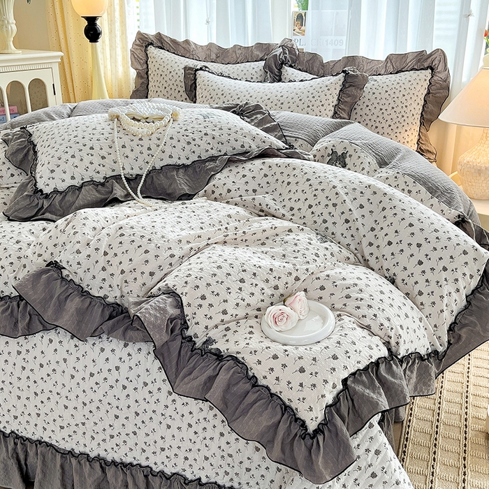 91家纺网 家纺一手货源 找家纺 妮恒美 2026新款法式床盖款四件套 爱意玫瑰