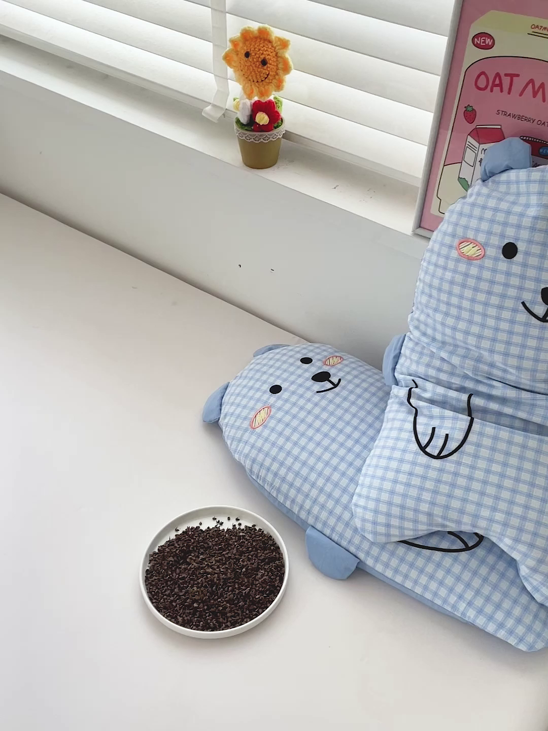 91家纺网 家纺一手货源 找家纺 梦叶草 2026新款全棉抱抱熊荞麦枕枕头枕芯 抱抱熊-蓝色