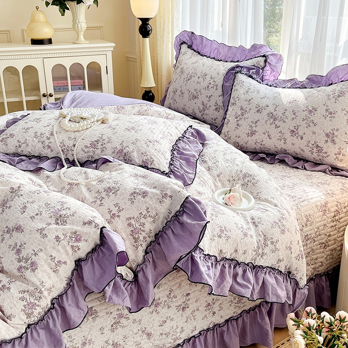 91家纺网 家纺一手货源 找家纺 妮恒美 2026新款法式床盖款四件套 浪漫花期