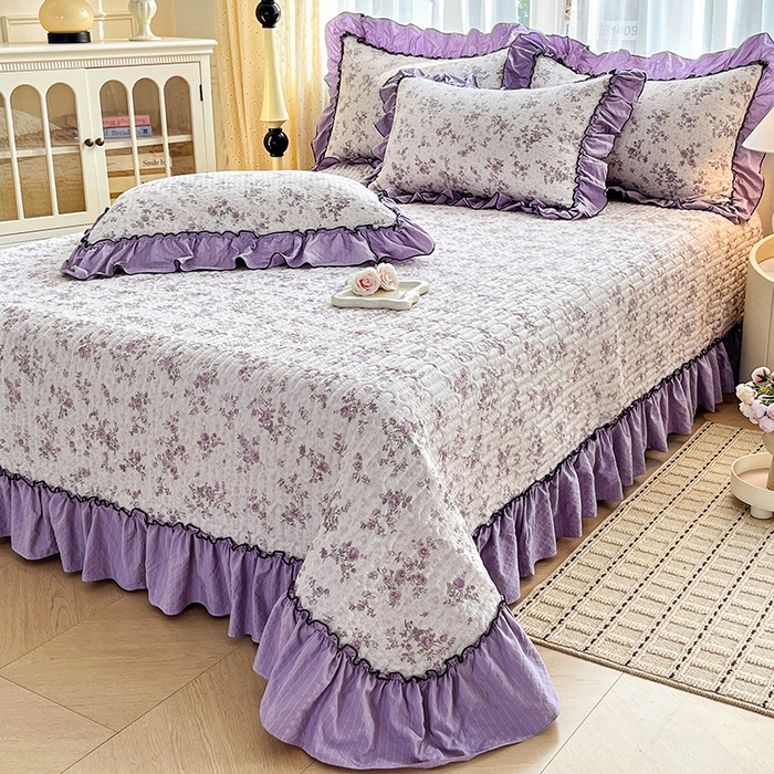 91家纺网 家纺一手货源 找家纺 妮恒美 2026新款法式床盖款四件套 浪漫花期