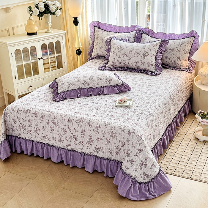 91家纺网 家纺一手货源 找家纺 妮恒美 2026新款法式床盖款四件套 浪漫花期