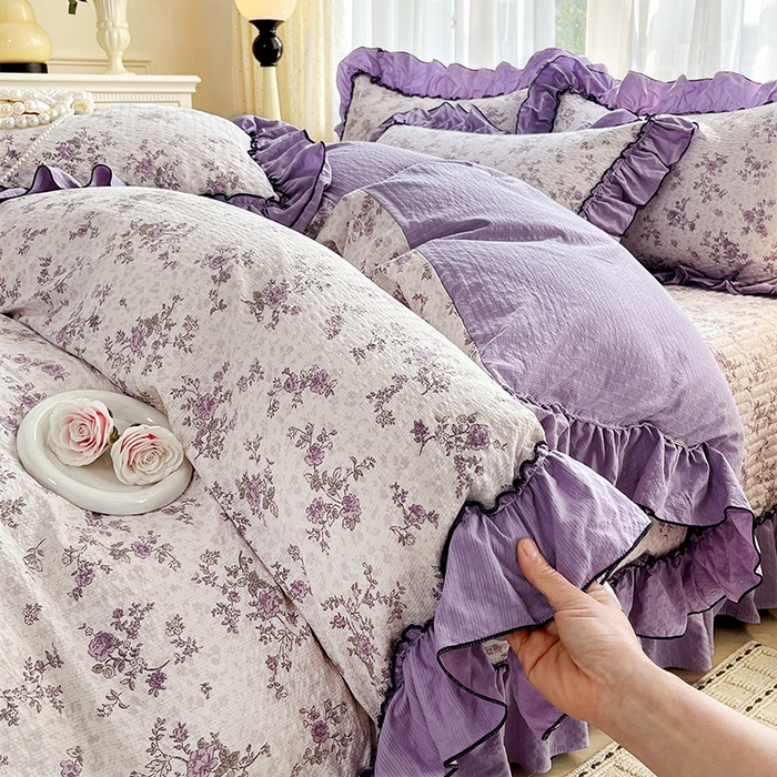 91家纺网 家纺一手货源 找家纺 妮恒美 2026新款法式床盖款四件套 浪漫花期