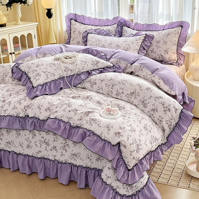 91家纺网 家纺一手货源 找家纺 妮恒美 2026新款法式床盖款四件套 浪漫花期