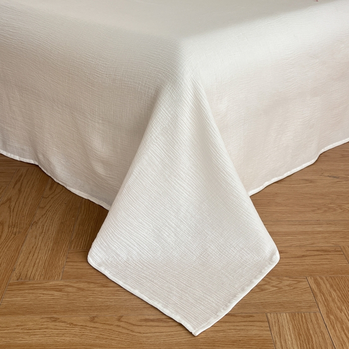 91家纺网 家纺一手货源 找家纺 帝王家纺 2026爆款法式小清新双层皱皱纱四件套四季款-花漾 花漾-奶白