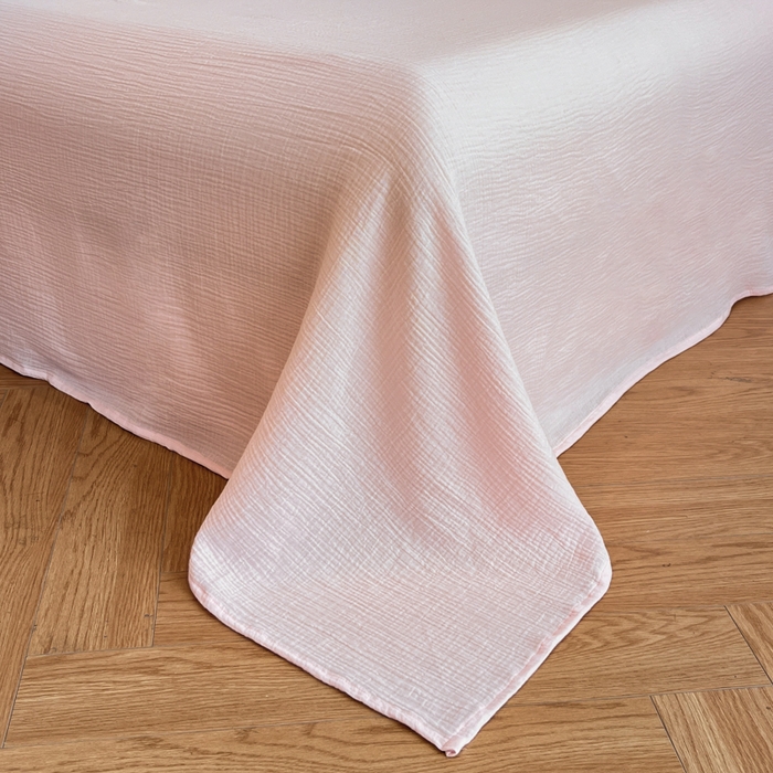 91家纺网 家纺一手货源 找家纺 帝王家纺 2026爆款法式小清新双层皱皱纱四件套四季款-花漾 花漾-雅粉