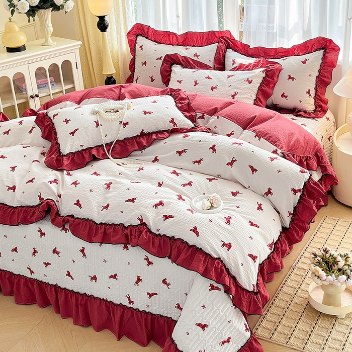 91家纺网 家纺一手货源 找家纺 妮恒美 2026新款法式床盖款四件套 马上成功