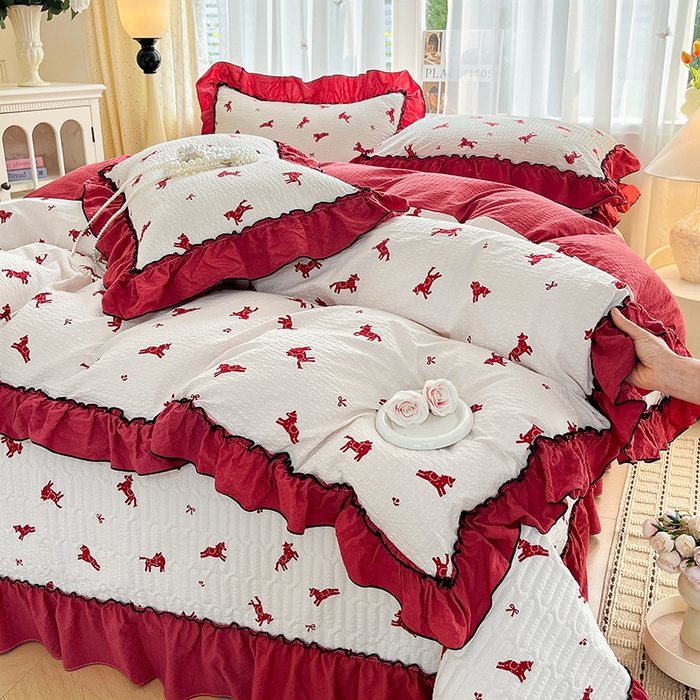 91家纺网 家纺一手货源 找家纺 妮恒美 2026新款法式床盖款四件套 马上成功