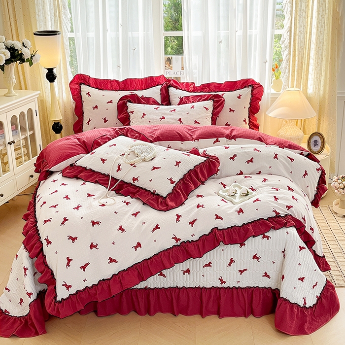 91家纺网 家纺一手货源 找家纺 妮恒美 2026新款法式床盖款四件套 马上成功