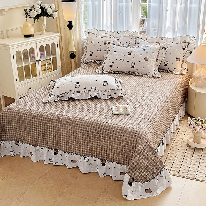 91家纺网 家纺一手货源 找家纺 妮恒美 2026新款法式床盖款四件套 萌萌凯蒂