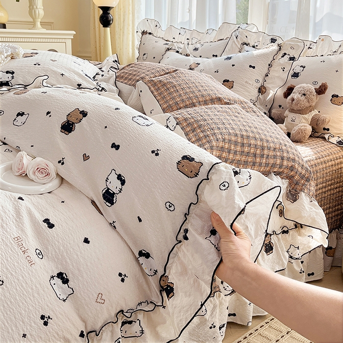 91家纺网 家纺一手货源 找家纺 妮恒美 2026新款法式床盖款四件套 萌萌凯蒂